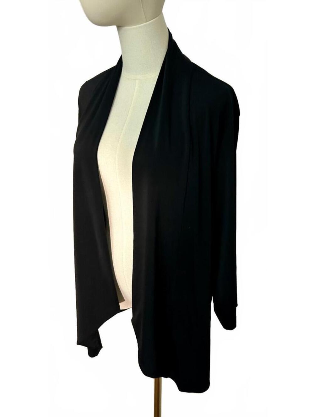 Chico’s Easywear Size 3 XL Black Open Front Waterfall Cardigan Stretch Travel